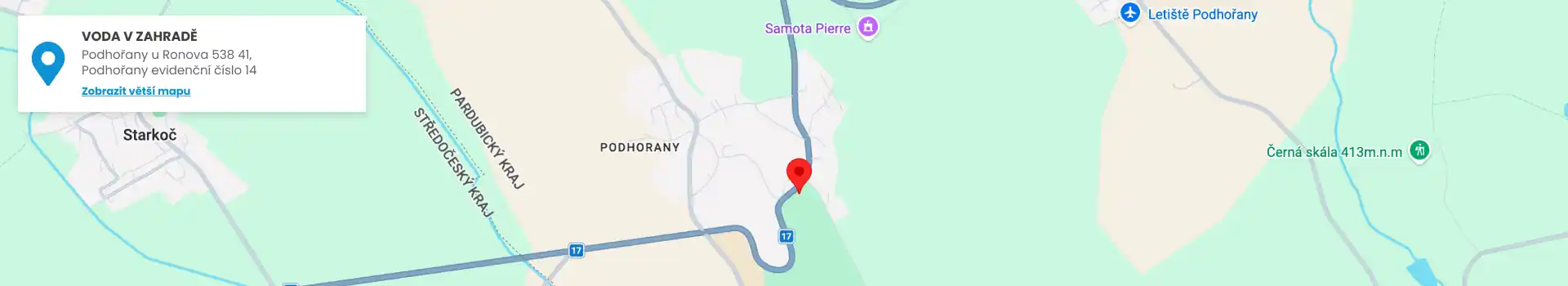 Mapa – Voda v zahradě, Podhořany u Ronova 538 41, Podhořany evidenční číslo 14